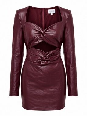 ONE33 Social Burgundy Faux Leather Cutout Mini Dress 8 Mob Wife‎ Dark Romance